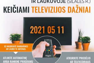 Tauragėje, Telšiuose ir Laukuvoje (Šilalės r.) keičiami televizijos dažniai